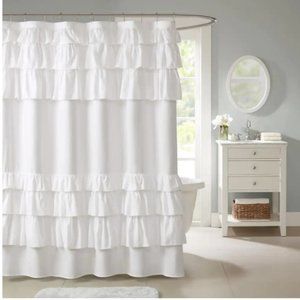 Ophelia & Co. White Ruffled Shower Curtain